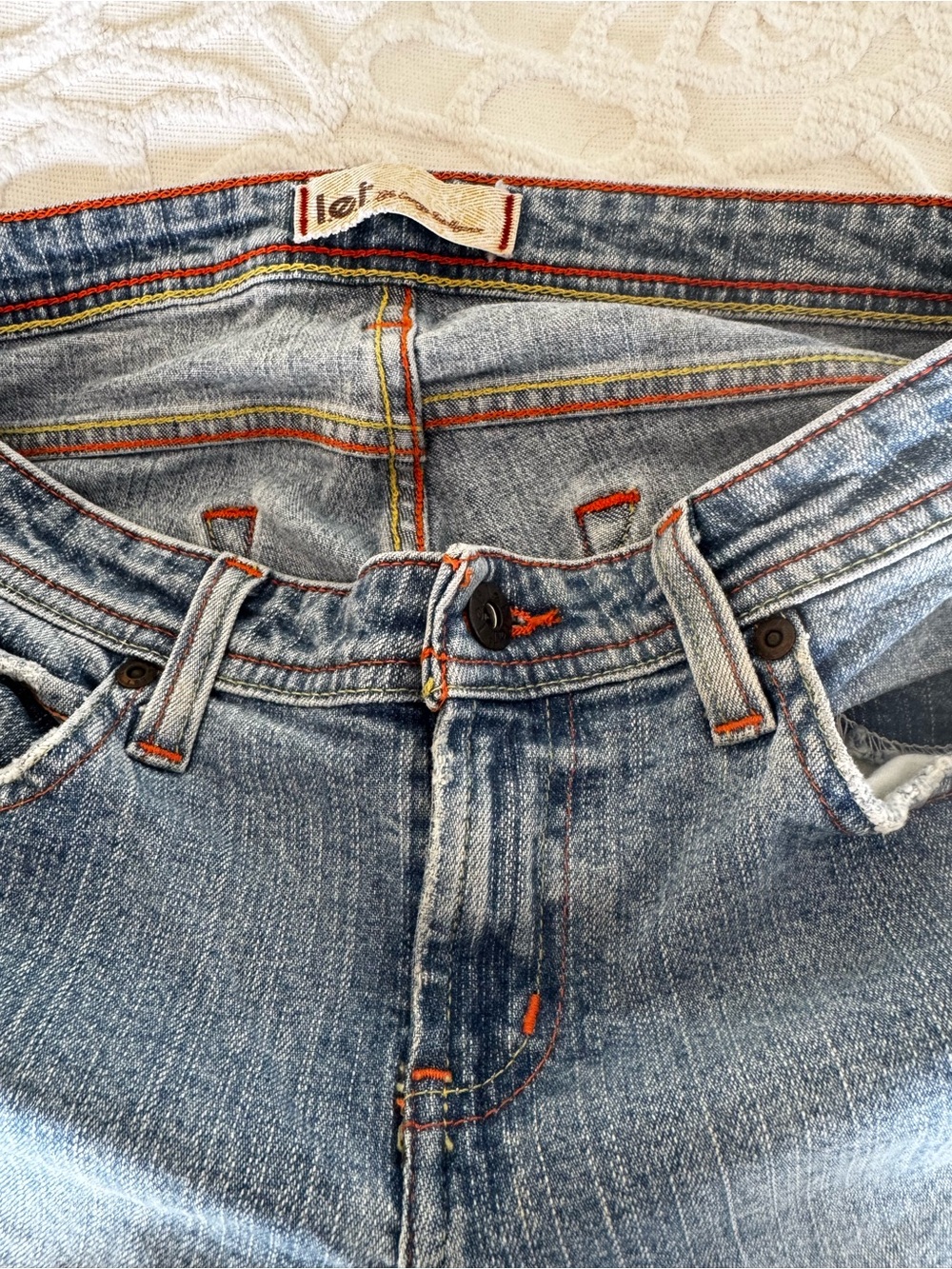 Y2K l.e.i. Low Rise Bootcut Jeans Contrast Stitch Flap Pocket 11